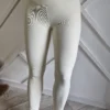 legginsy prążkowane kremowe pas skos ecru