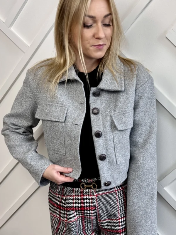 krótka katana szara kurtka damska