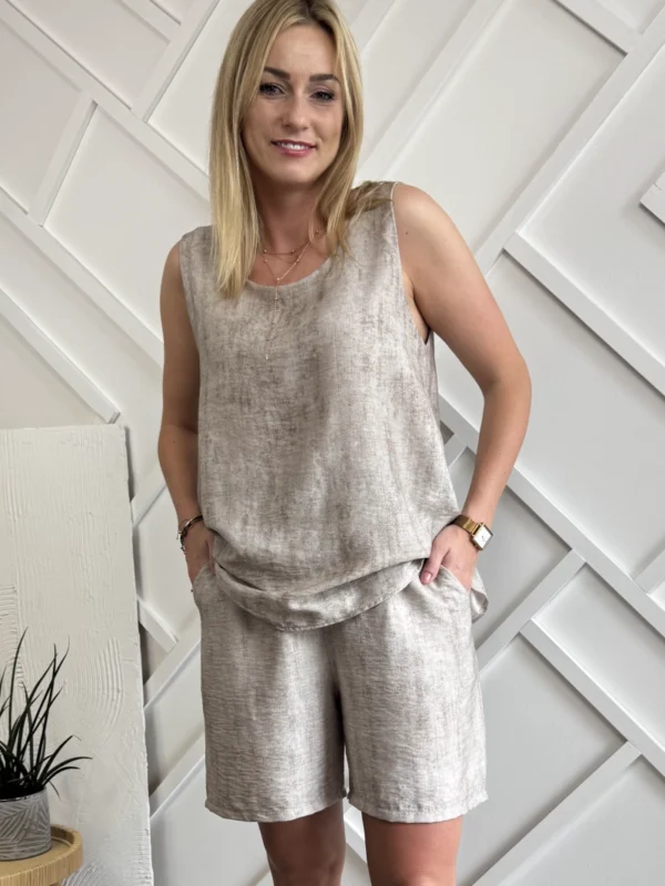 elegancki komplet damski bluzka krótkie spodenki z wiskozy