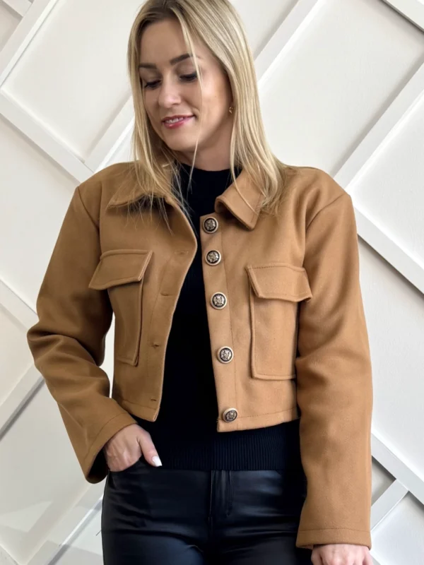 krótka katana camel kurtka damska karmel
