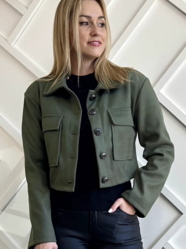 krótka katana khaki kurtka damska