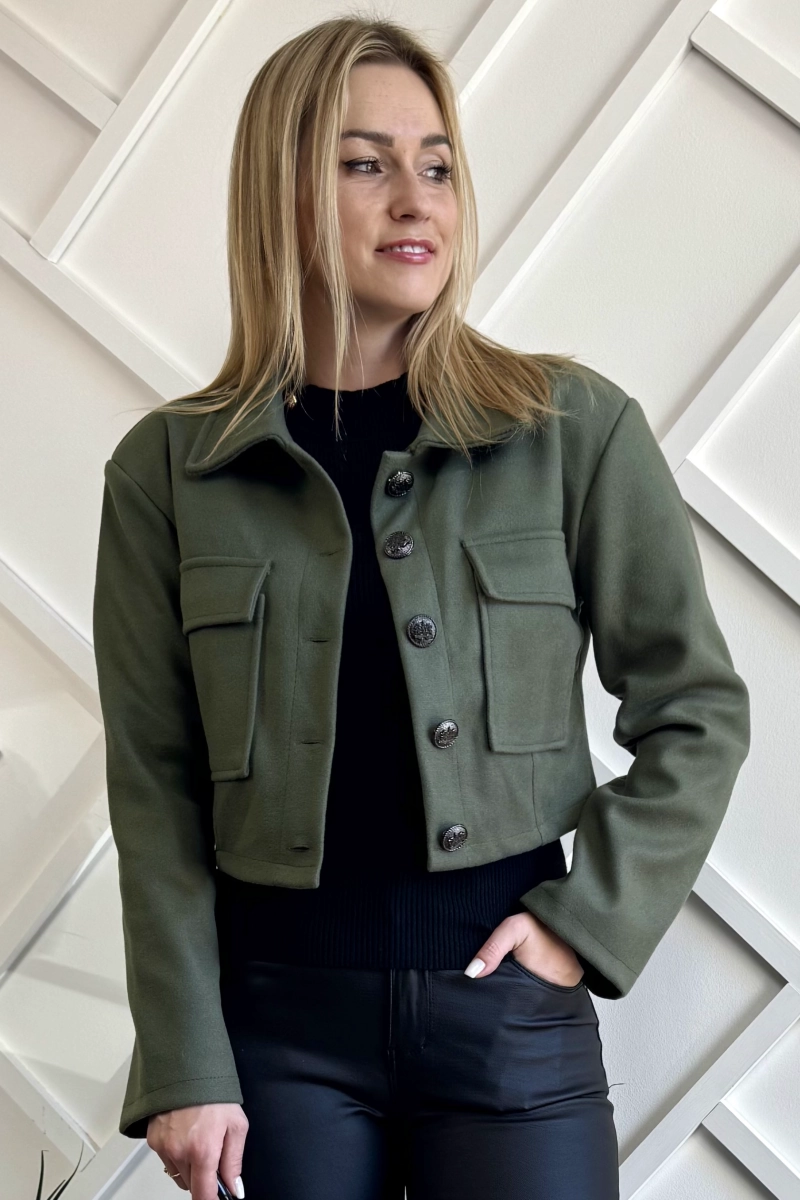 krótka katana khaki kurtka damska