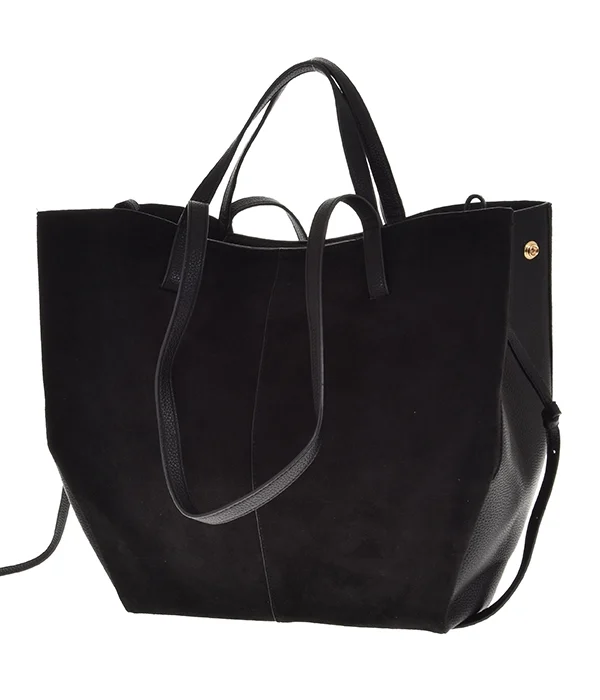 czarna zamszowa torebka shopper damska z zamszu