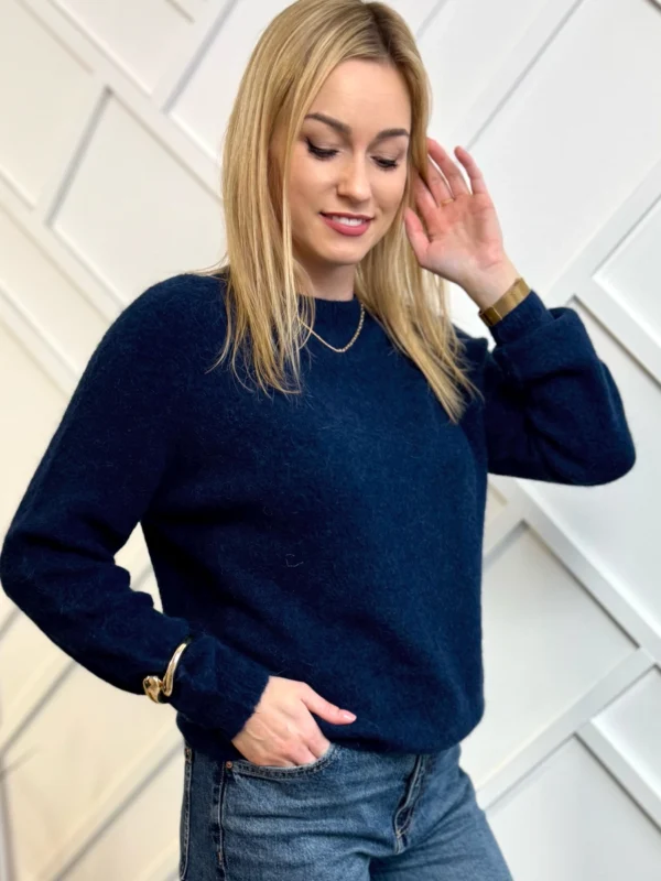 granatowy sweter damski baby alpaka długi rękaw Toscana-39