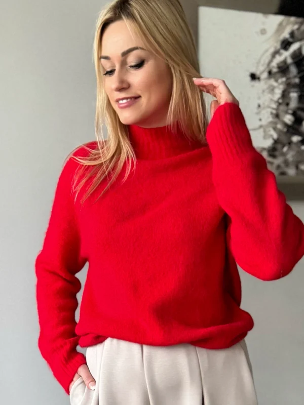 sweter baby alpaka czerwony z golfem Toscana-39