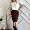 sweter z alpaki kremowy sweterek damski baby alpaka na krótki rękaw ecru śmietankowy