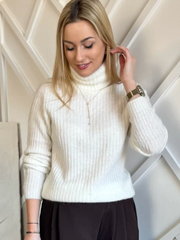 sweter damski baby alpaka biały z golfem Toscana-39