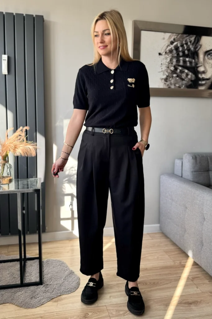 spodnie damskie balloon balony eleganckie czarne