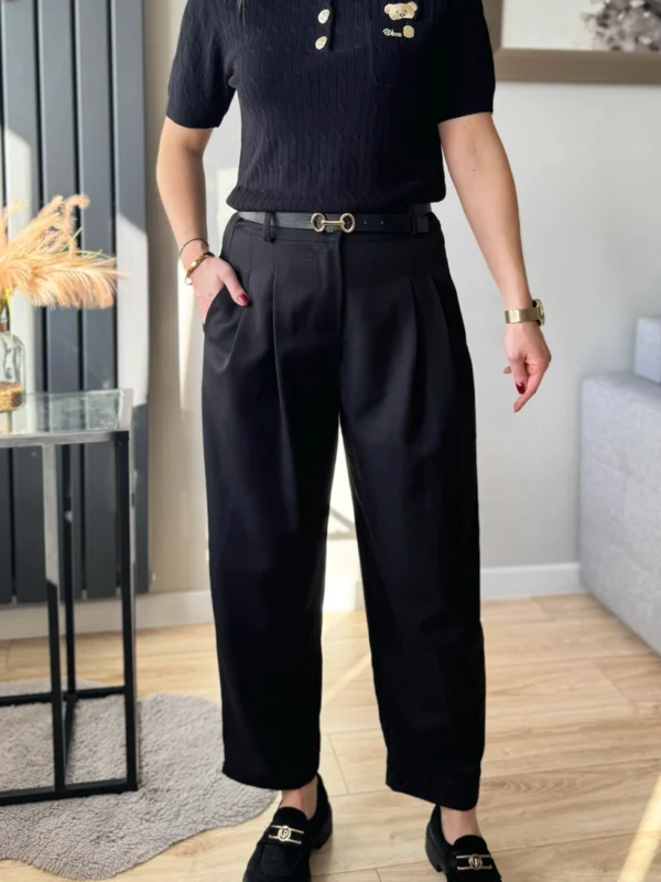 Spodnie balloon damskie czarne