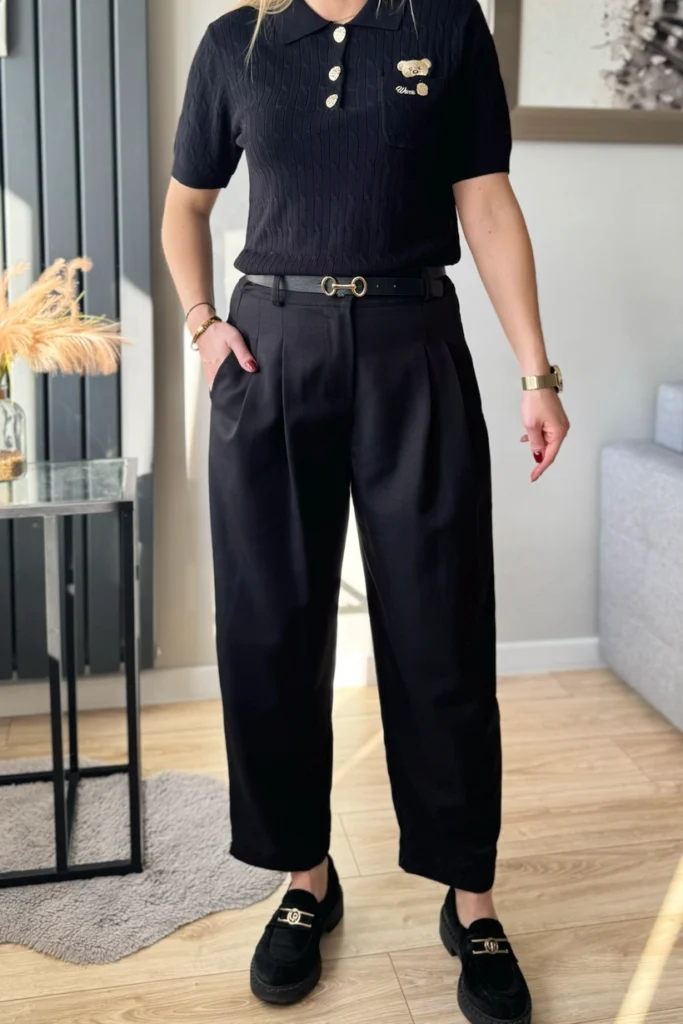 spodnie damskie balloon balony eleganckie czarne