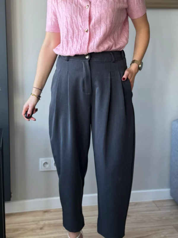 Spodnie balloon damskie grafitowe