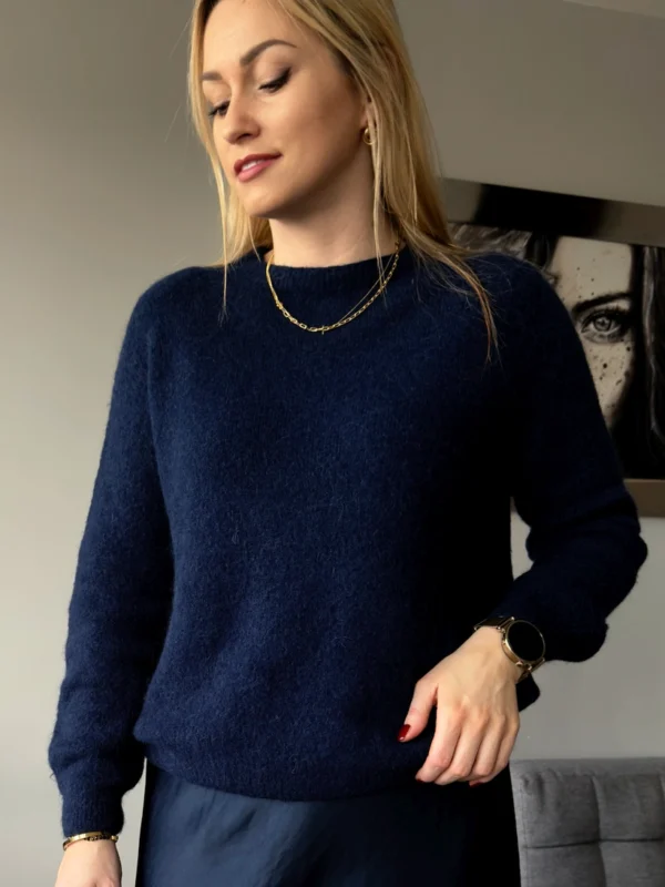 granatowy sweter damski baby alpaka długi rękaw Toscana-39