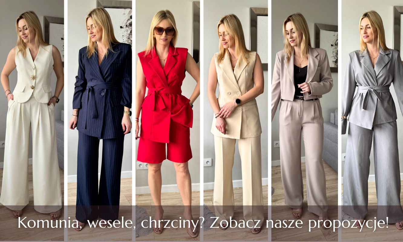 garnitury damskie eleganckie komplety na komunię chrzciny
