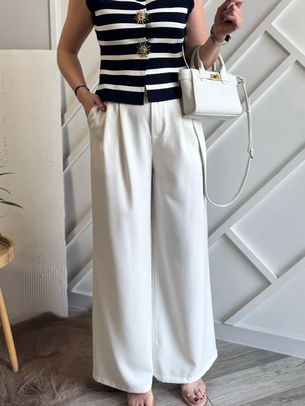 Białe eleganckie spodnie damskie