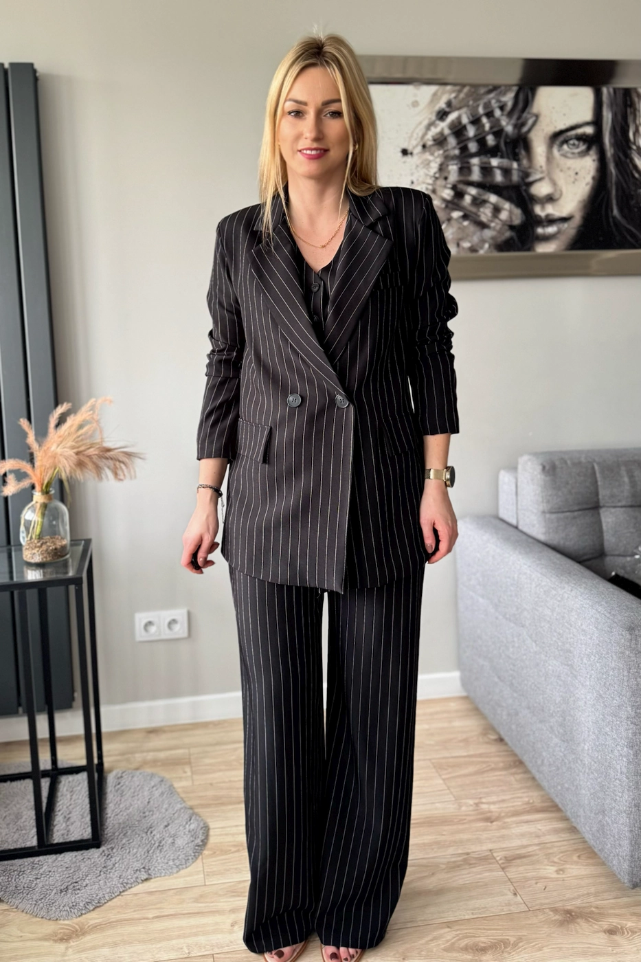 marynarka damska czarna oversize w paski