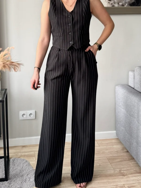 eleganckie spodnie damskie w paski czarne