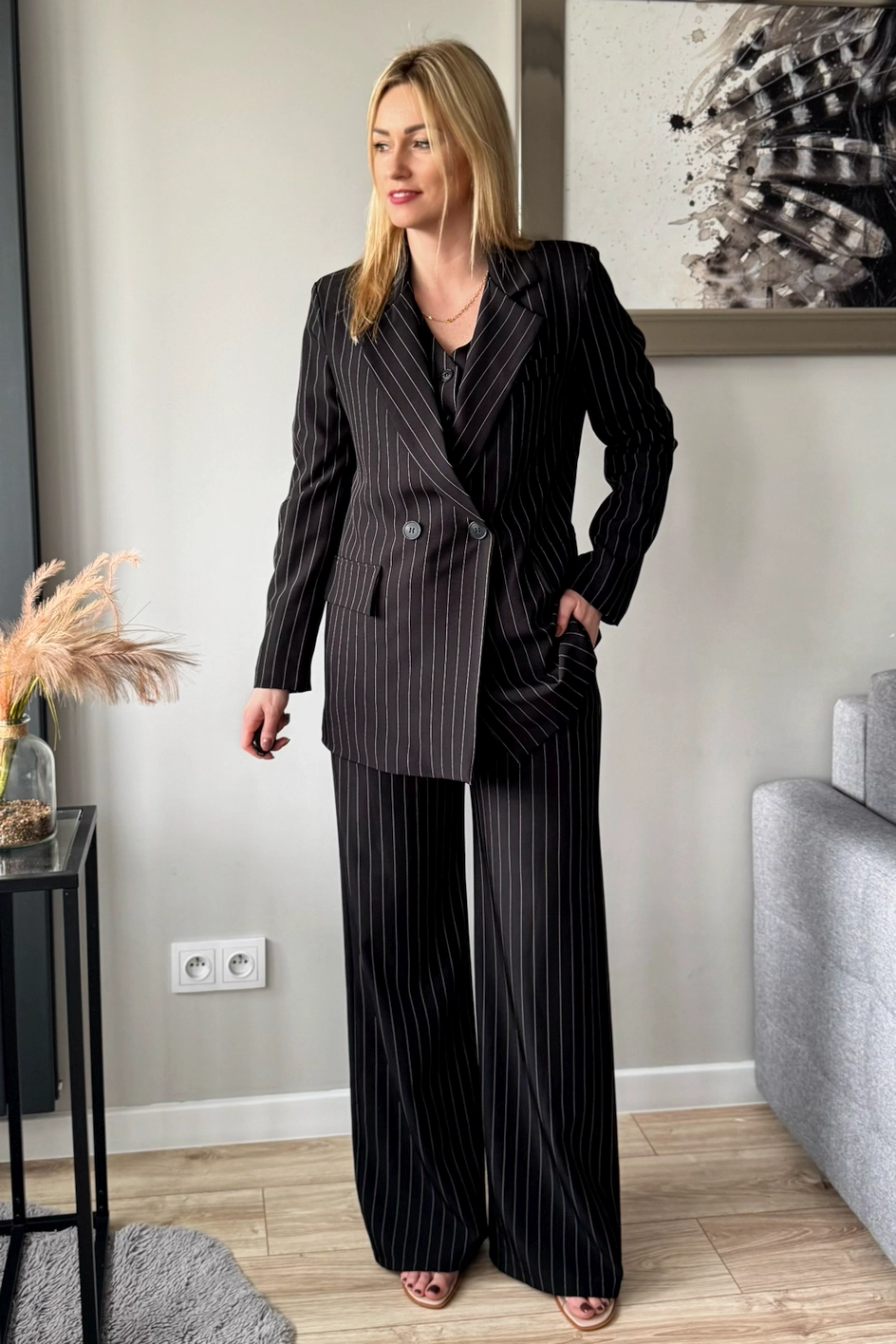 marynarka damska czarna oversize w paski