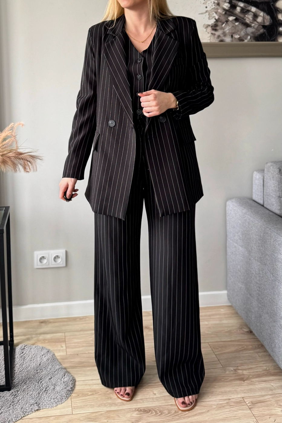marynarka damska czarna oversize w paski