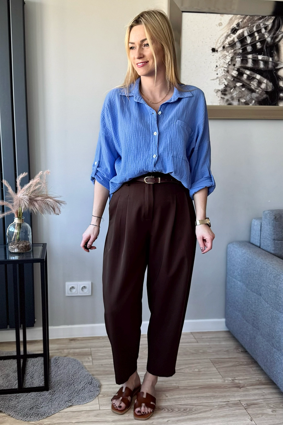 koszula muślinowa damska oversize niebieska denim koszule muślinowe