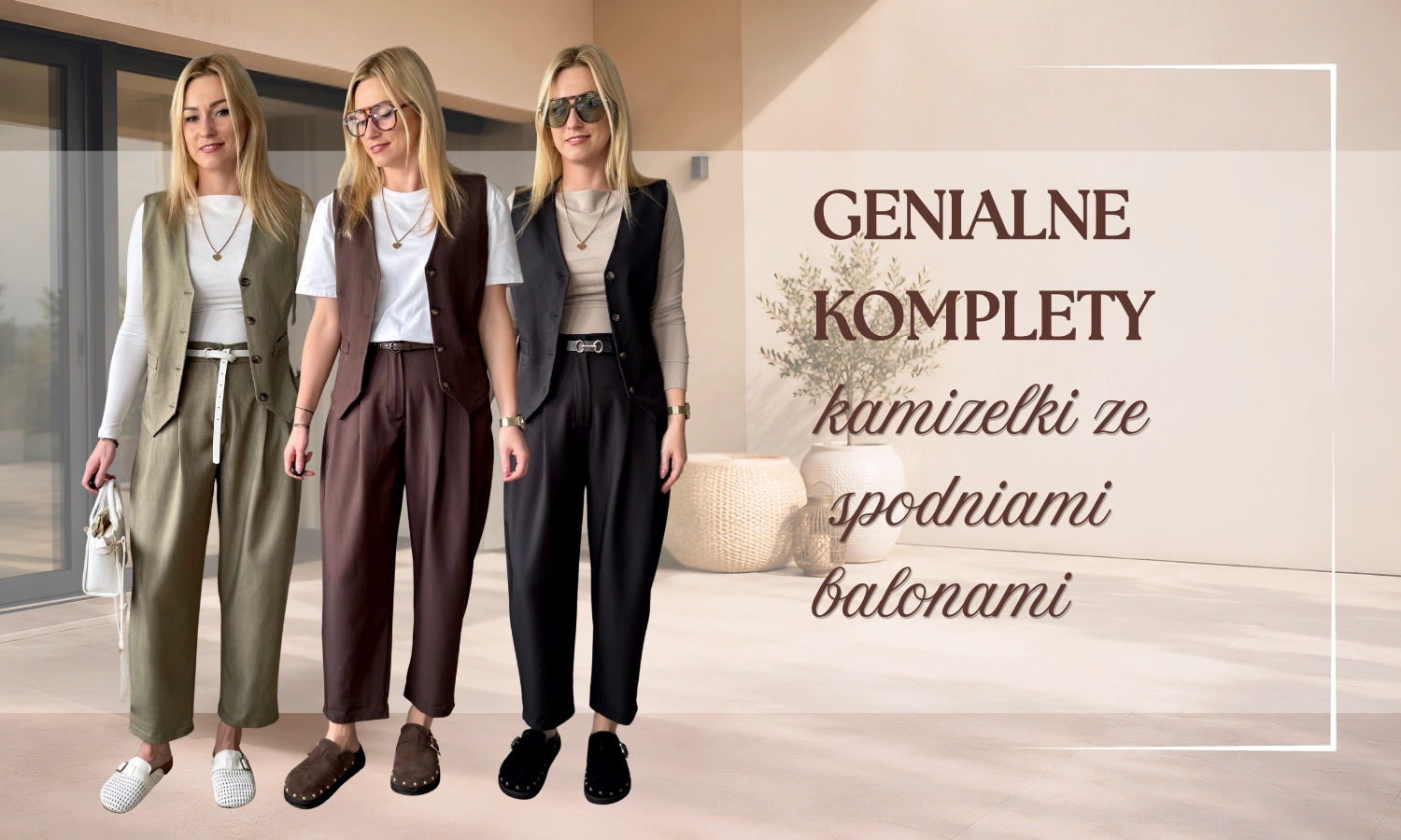 komplety damskie spodnie balloon balony i kamizelka w różnych kolorach