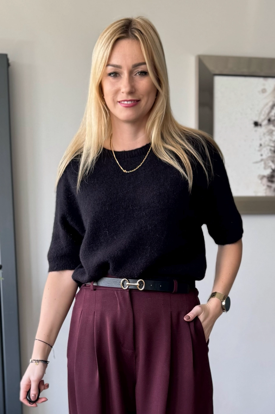 sweter damski z alpaki baby alpaka z krótkim rękawem czarny