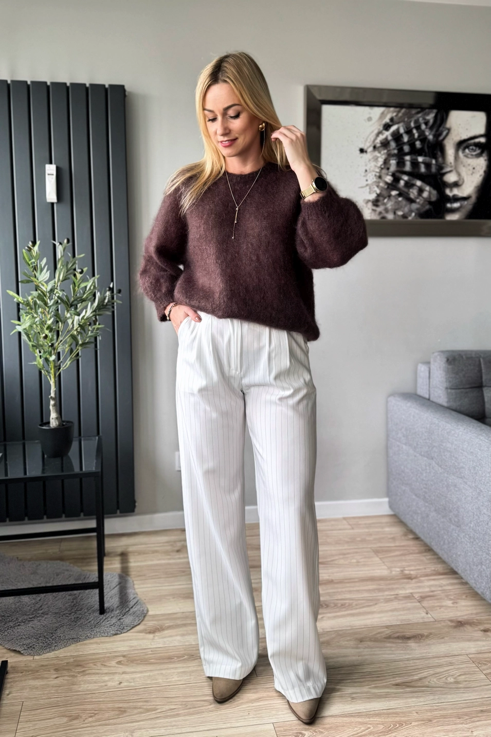 moherowy sweter damski czekoladowy 80% kid moher brązowy Toscana-39