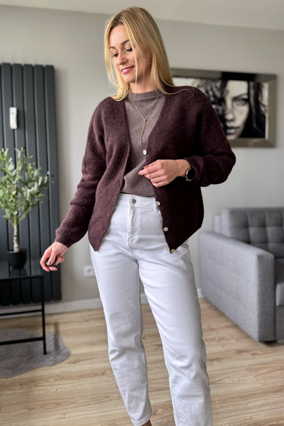 sweter damski z alpaki baby alpaka rozpinany czekoladowy brązowy kardigan toscana-39