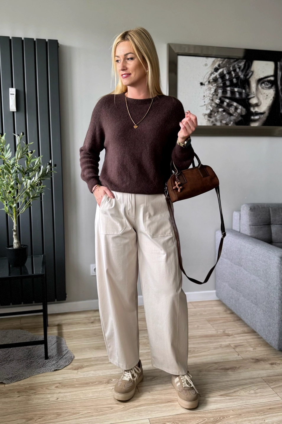 sweter damski z alpaki czekoladowy baby alpaka brązowy Toscana-39