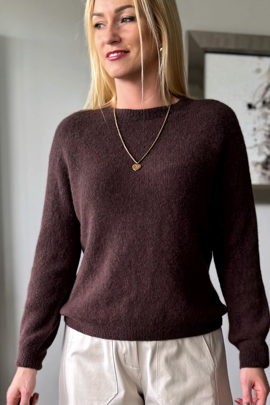sweter damski z alpaki czekoladowy baby alpaka brązowy Toscana-39