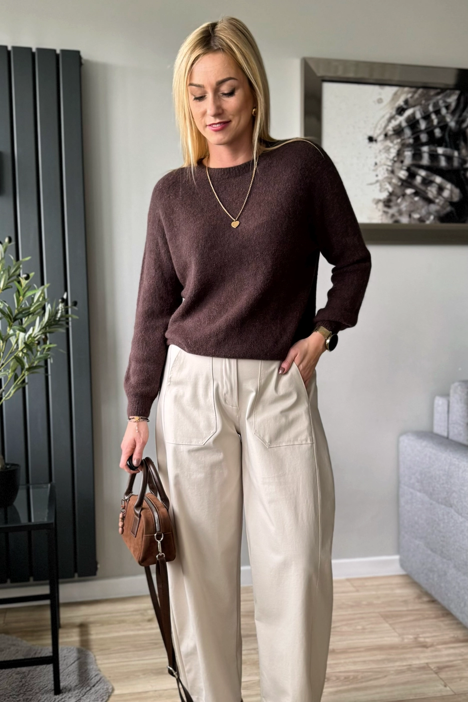sweter damski z alpaki czekoladowy baby alpaka brązowy Toscana-39