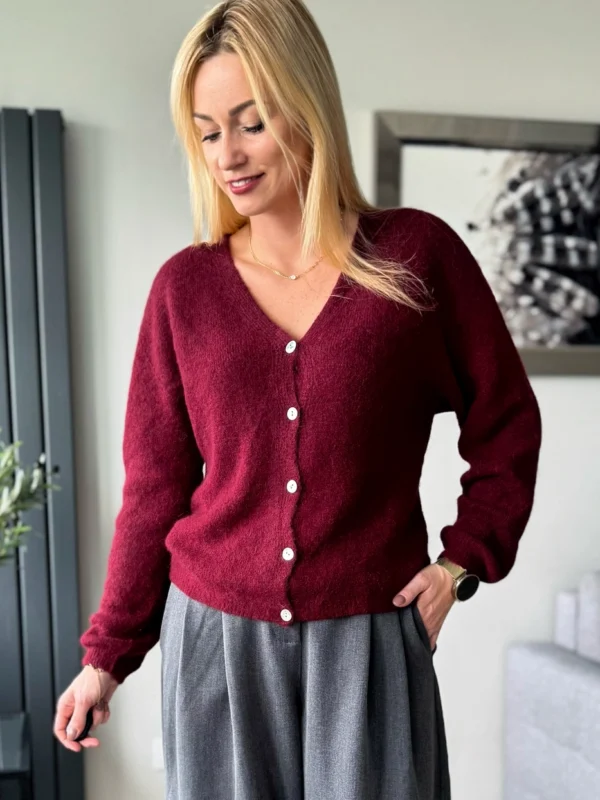 sweter damski z alpaki baby alpaka rozpinany bordowy kardigan toscana-39